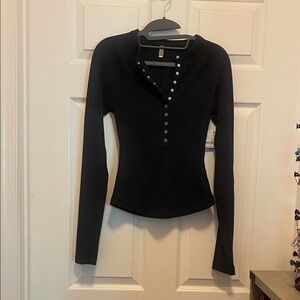 FP Movement by Free People Black Button-Down Shirt